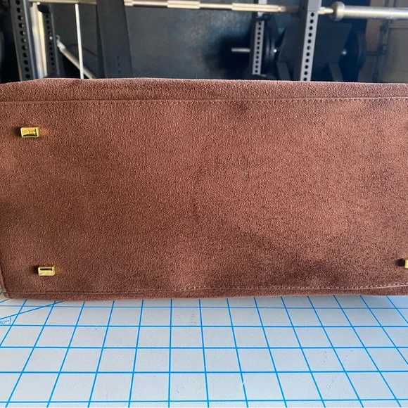 Classic Brown Suede Tote Bag - Structured Women's Handbag - Picture 12 of 13